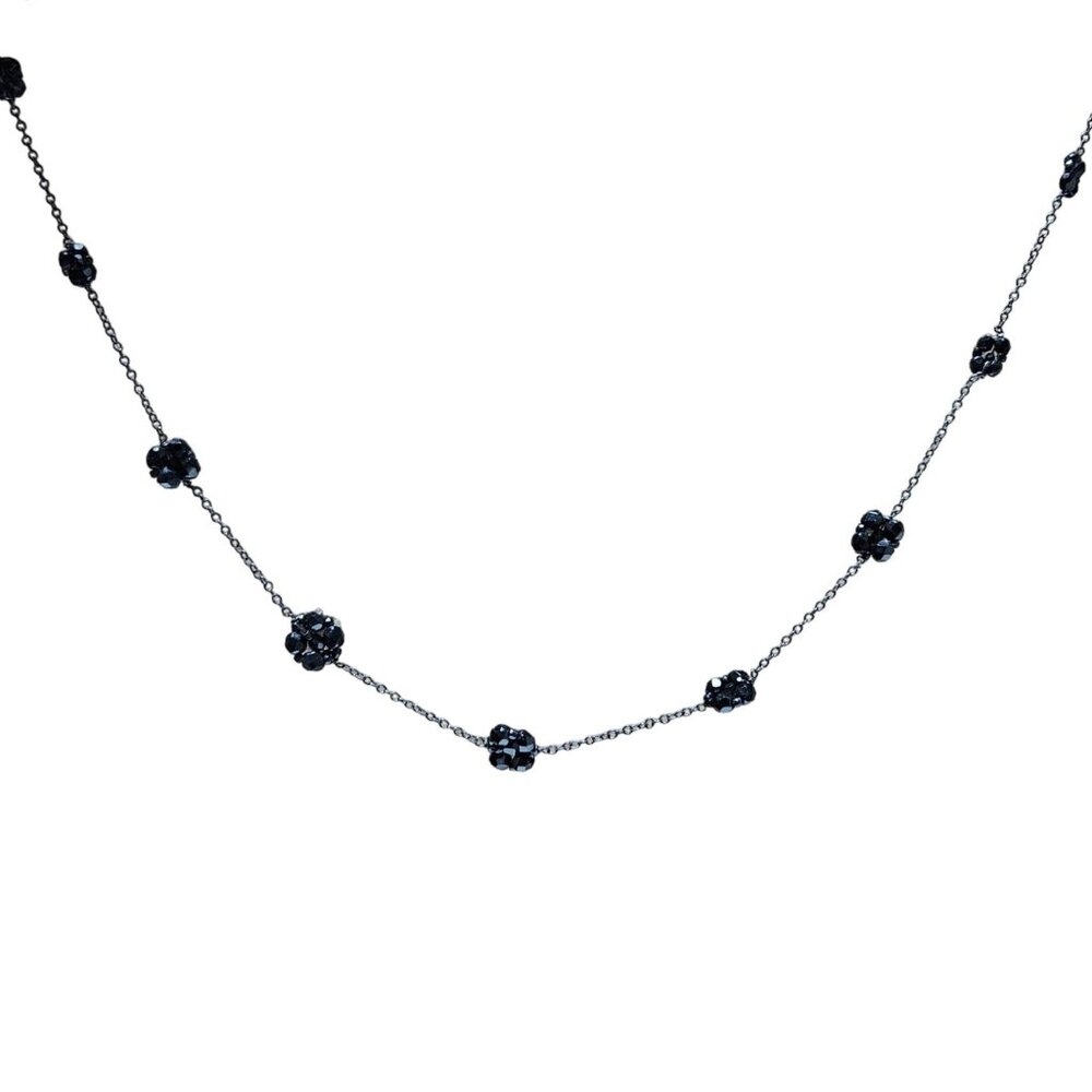 Elegant Blue Faceted Gem Clusters Necklace Silver Tone Chain Fashion Jewelry